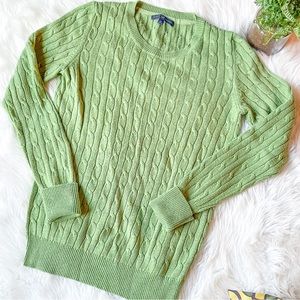 GAP Stretch Women's Light Green Pullover Sweater Size S Cable Knit Chunky